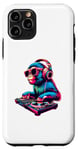 Coque pour iPhone 11 Pro Retro Monkey Dj Music Lover Headphones Disc Jockey