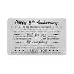 DEGASKEN Husband 9th Anniversary Card - I Love You With All My Heart - 9 Year Wedding Anniversary Keepsake Gifts for Him Men, Pottery Anniversary Metal Card