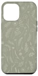 iPhone 12 Pro Max Wildflower Leaves Botanical Plant Line Art Sage Green Case