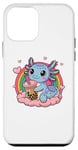 Coque pour iPhone 12 mini Thé à bulles Axolotl Boba Milk Tea mignon arc-en-ciel Anime Axolotl