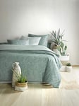 De Witte Lietaer Satin Duvet Cover and Pillowcases, Cotton, Green Print, 240x220 cm / 260x70 cm