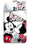 AYMAX Parure de Lit Disney Mickey et Minnie, Housse de Couette Réversible 140x200 cm et Taie d'oreiller 63x63 cm, 100% Polyester