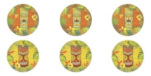 Excelsa Tiki Lot de 6 assiettes à pizza, diamètre 31 cm, porcelaine, multi-décors