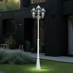 Etc-shop - Lampadaire lampadaire en aluminium candélabre lampe de jardin lampe de chemin de terrasse lampe d'extérieur en verre blanc clair, moulé