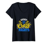 Womens Funny Hanukkah 8 Eight Crazy Nights Jewish Chanukah Menorah V-Neck T-Shirt