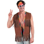 W WIDMANN MILANO Party Fashion - Costume Hippie, gilet à franges homme, marron, tenue de festival