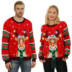 Christmas Jumpers for Women Men UK,Light Up Christmas Jumper,Unisex Funny Novelty Reindeer Led Lights Flashing Ugly Christmas Sweater,Best Festive Tacky Rude Matching Xmas Sweaters for Couples Adult