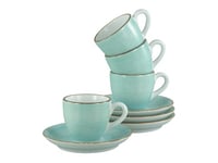 CreaTable, 34040, Série Vintage Nature Aqua, service de vaisselle 8 pièces, ensemble à espresso en porcelaine, compatible lave-vaisselle et micro-ondes, fabriqué en Europe.