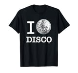 Official I Love Disco T-Shirt, White Mirror Ball Tee Shirt T-Shirt