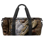 Sac de sport cylindrique avec poche humide et bandoulière pour homme et femme Motif tête de crocodile