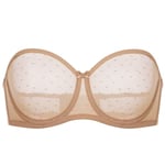 DOBREVA Women's Strapless Bra See Through Sheer Underwired Bras Unlined Plus Size Natural 34D