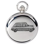 Classic car Princess Vanden Plas 1300 ref12 Pewter Effect Design on a Polished Silver case Men's Gift Quartz Pocket Watch fob