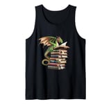 Distressed Dragons and Books Bookworm Dragons Reading Book Tank Top