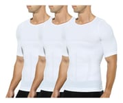 Casey Kevin Homme Compression T-Shirt 3 Pack Manches Courtes Amincissant Shapewear Gainant Tee Shirt Sport Baselayer Haut de Fitness Running