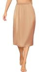 Vlazom Jupon Femme Longue Fond de Jupe Femmes Léger Jupe sous Robe Taille élastique Confortable Jupon pour Femme Jupon,A-Beige Foncé,M