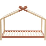 Homifab - Lit cabane 90x190 en pin massif terracotta avec sommier - Charly