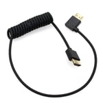 Câble Hdmi 8K 4K 60P Pour Atomos Ninja V Smallhd Ultra Sony Venice Z190 Canon Xf705 Lumix S5Ii X G9 Z8 Appareil Photo Portkeys Teradek, Type A Coudé À Gauche Hdmi 2.1 Câble Spiralé 50 Cm