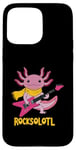 Coque pour iPhone 15 Pro Max Rocksolotl Guitare Axolotl pour enfant