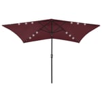 Parasol Avec Led Et Mât En Acier 2 X 3 M Rouge Bordeaux Helloshop26 02_0008069