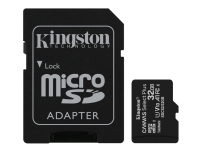 Kingston Canvas Select Plus - Flash-minneskort (adapter, microSDHC till SD inkluderad) - 32 GB - A1 / Video Class V10 / UHS Class 1 / Class10 - microSDHC UHS-I