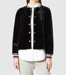 Tommy Hilfiger Icons Velvet Bomber Jacket Black Size US 6 uk 10