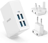 Anker 4-Port USB Wall Charger UK& EU Travel Plug Adapter for iPhone XS Galaxy S8