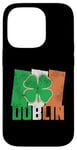 iPhone 14 Pro Shamrock Clover On Vintage Irish Flag Dublin Ireland Pride Case