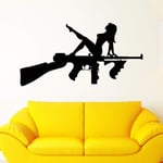 UYEDSR Wall Sticker Weapons Gun Naked Girl Vinyl Wall Decal Home Decor Art Mural Wall Stickers Removable 58x30cm