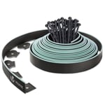 VOUNOT Bordure de Jardin en Plastique 10 mètres avec 30 Piquets d'ancrage Bordurette de Pelouse Bordure de Gazon Flexible Idée de Jardin Hauteur 50mm Epaisseur 4mm Noir Bordé de Vert Clair