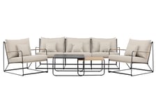 Venture Design Palazzo sofagruppe Beige med beige pute 3-seters sofa, 2 lenestoler og bord 60x60/70x70 cm