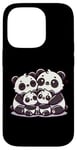 Coque pour iPhone 14 Pro Mère et père aimant de la famille Panda avec deux enfants