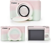 Housse en Silicone pour Canon PowerShot SX740 SX730 HS Caméra,Coque Protection en Caoutchouc Souple pour Canon SX740 SX730 HS-avec Couvercle d'objectif Amovible-Rose Gelée Vert