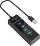 Hub Usb 3.0,Data Hub Usb 4 Ports,Multi Prise Rallonge Usb 3.0 Pour Transfert Rapide De Données,Compatible Avec Clés Usb,Notebook Pc,Portable,Disques Durs Externes,Etc.