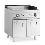 Royal Catering Stegeplade gas - 12 kW glat 50 til 300 °C flaskegas / naturgas med underskab