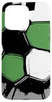 Coque pour iPhone 15 Pro Max Maillot de football pour homme Motif éclaboussures Vert et noir