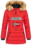 Geographical Norway BELINDA LADY - Parka Chaude Femme - Manteau Impermeable Capuche Fourrure - Passe Tete Coupe Vent Hiver -Veste Doublure Chaud Femmes Mode (Corail XL) Taille 4