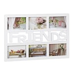 Relaxdays 10021992 Cadre photos Friends pour 6 photos Galerie Photothèque mural plastique HxlxP: 33 x 48 x 1,5 cm, blanc