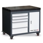 Etabli mobile avec plateau en fonte 900x600x800 mm avec 1 porte et 5 tirroirs MW-Tech SF-WBD2