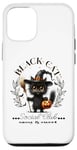 Coque pour iPhone 15 Pro Club social Sassy & Sweet pour les amoureux des chats noirs d'Halloween 2024