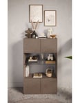 Vitrine design 2 portes, collection DOMI, gris anthracite/chêne foncé