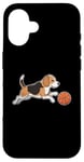 Coque pour iPhone 16 Beagle jouant au basket-ball Beagles Chien