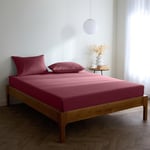 Mellanni Drap Housse 160 x 200 Bonnet 40 Cm - Doux, Résistant, Anti-Plis, Élastique Tout Autour - (160x200 cm, Bourgogne)