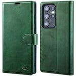 OCASE for Samsung Galaxy S23 Ultra Case, Premium PU Leather Wallet Phone Case with [Card Holder][RFID Blocking][TPU Inner Shell] Shockproof Flip Cover for Galaxy S23Ultra 5G 6.8 Inch,Blackish Green