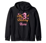 Nova 3rd Birthday 3 Year Old Girl Zip Hoodie