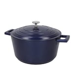 MasterClass Medium Casserole Dish with Lid 4 Litre/24 cm, Lightweight Cast Aluminium, Induction Hob and Oven Safe, Blue