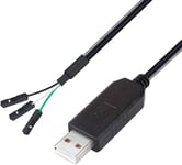 Ftdi Adaptateur Série Usb Vers Ttl 3,3 V Câble De Débogage Tx Rx Signal 3 Broches Femelle Ft232Rl Puce Pour Windows 10 8 7 Linux Mac Os (1,8 M, Noir)[L2185]