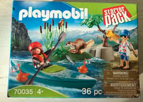 BOITE PLAYMOBIL PLAYMO  70035 STARTER PACK SPORTIF ET KAYAK DE LA RIVIERE CASTOR