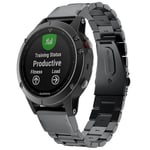 Urrem til Garmin Fenix 5/6/7 - Rustfrit stål - 22 mm - Sort