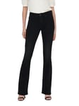 ONLY Onlblush Mid Flared DNM Tai1099 Noos Pantalon en Jean Stretch, Washed Black, S x 32L Femme