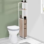 Meuble wc 3 portes detroit design industriel avec étagères métal blanc